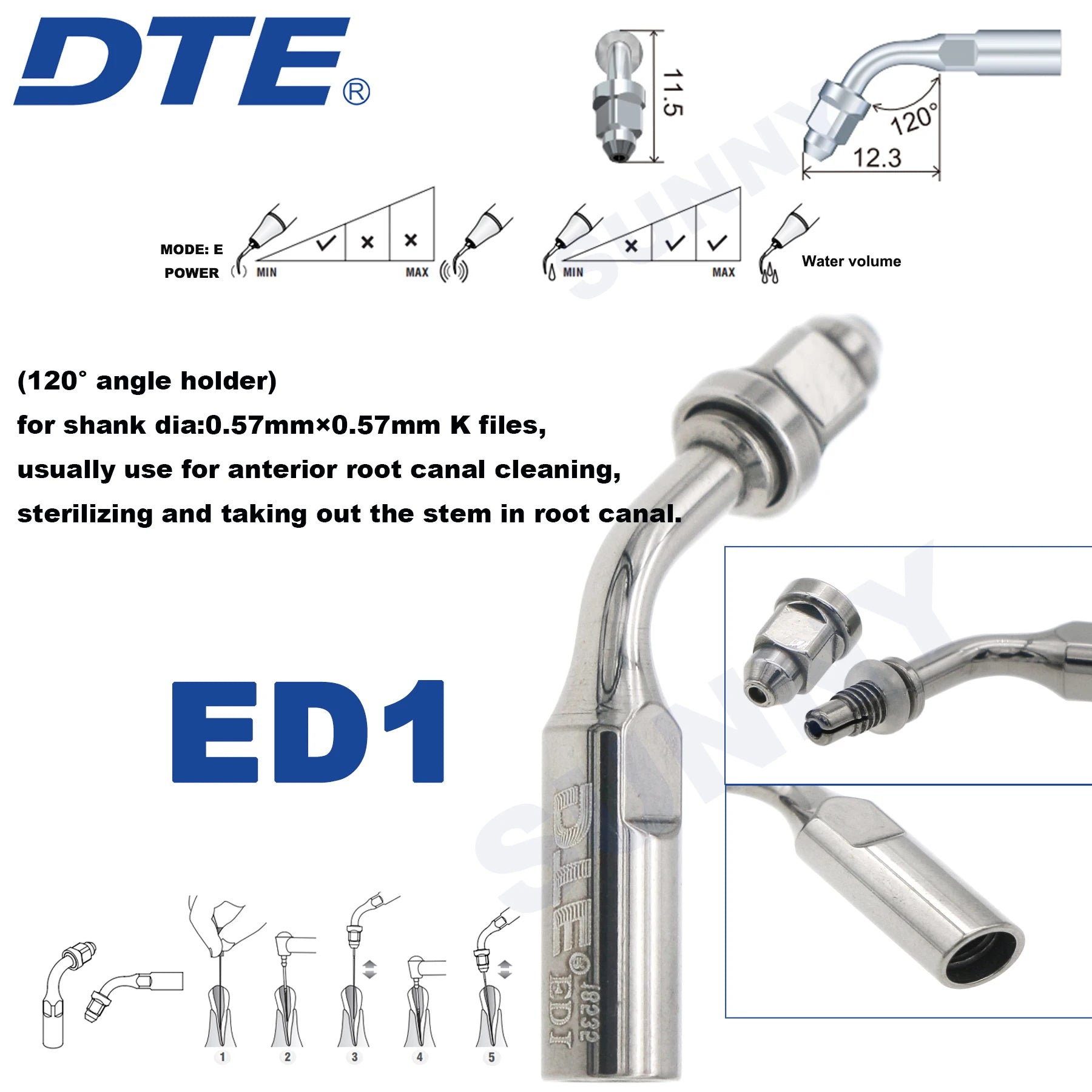 Dentistry Supplies & Equipment Ultrasonic Tooth Cleaning -  (Woodpecker DTE Set ED1 Piece Offers with sizes and details shown on the picture)
