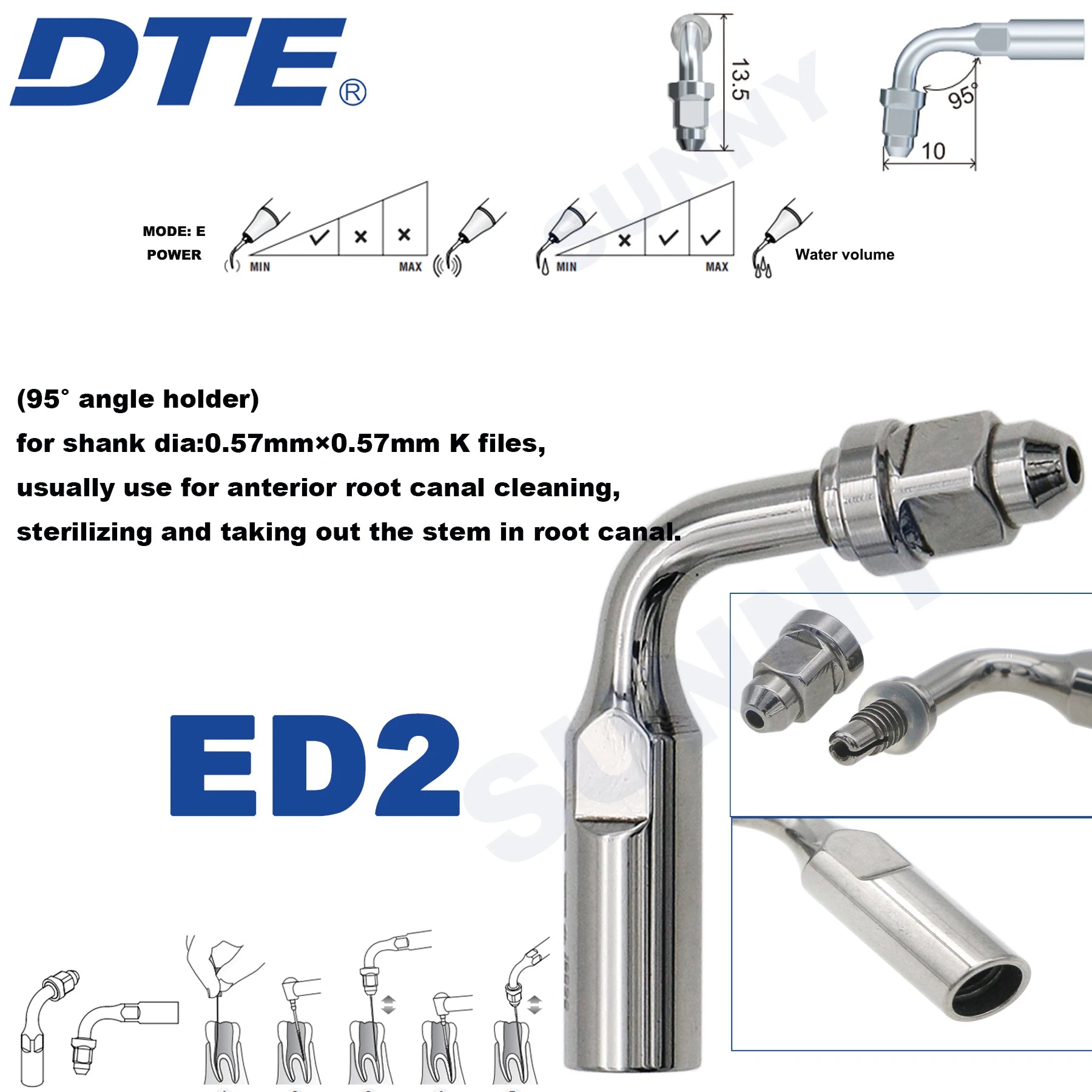 Dentistry Supplies & Equipment Ultrasonic Tooth Cleaning -  (Woodpecker DTE Set ED2 Piece Offers with sizes and details shown on the picture)