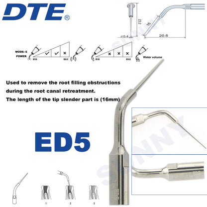 Dentistry Supplies & Equipment Ultrasonic Tooth Cleaning -  (Woodpecker DTE Set ED5 Piece Offers with sizes and details shown on the picture)