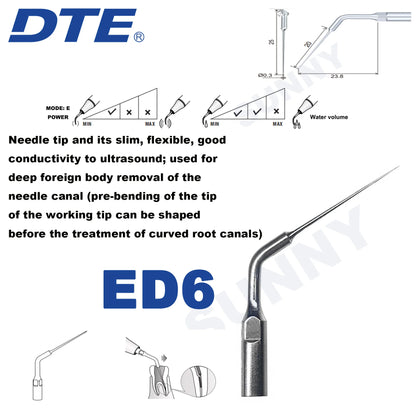 Dentistry Supplies & Equipment Ultrasonic Tooth Cleaning -  (Woodpecker DTE Set ED6 Piece Offers with sizes and details shown on the picture)