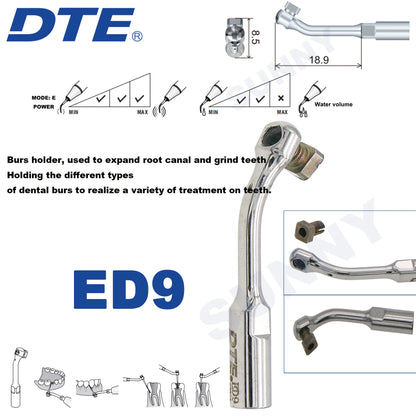 Dentistry Supplies & Equipment Ultrasonic Tooth Cleaning -  (Woodpecker DTE Set ED9 Piece Offers with sizes and details shown on the picture)