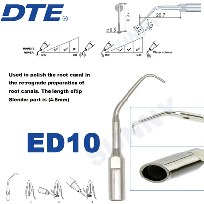Dentistry Supplies & Equipment Ultrasonic Tooth Cleaning -  (Woodpecker DTE Set ED10 Piece Offers with sizes and details shown on the picture)