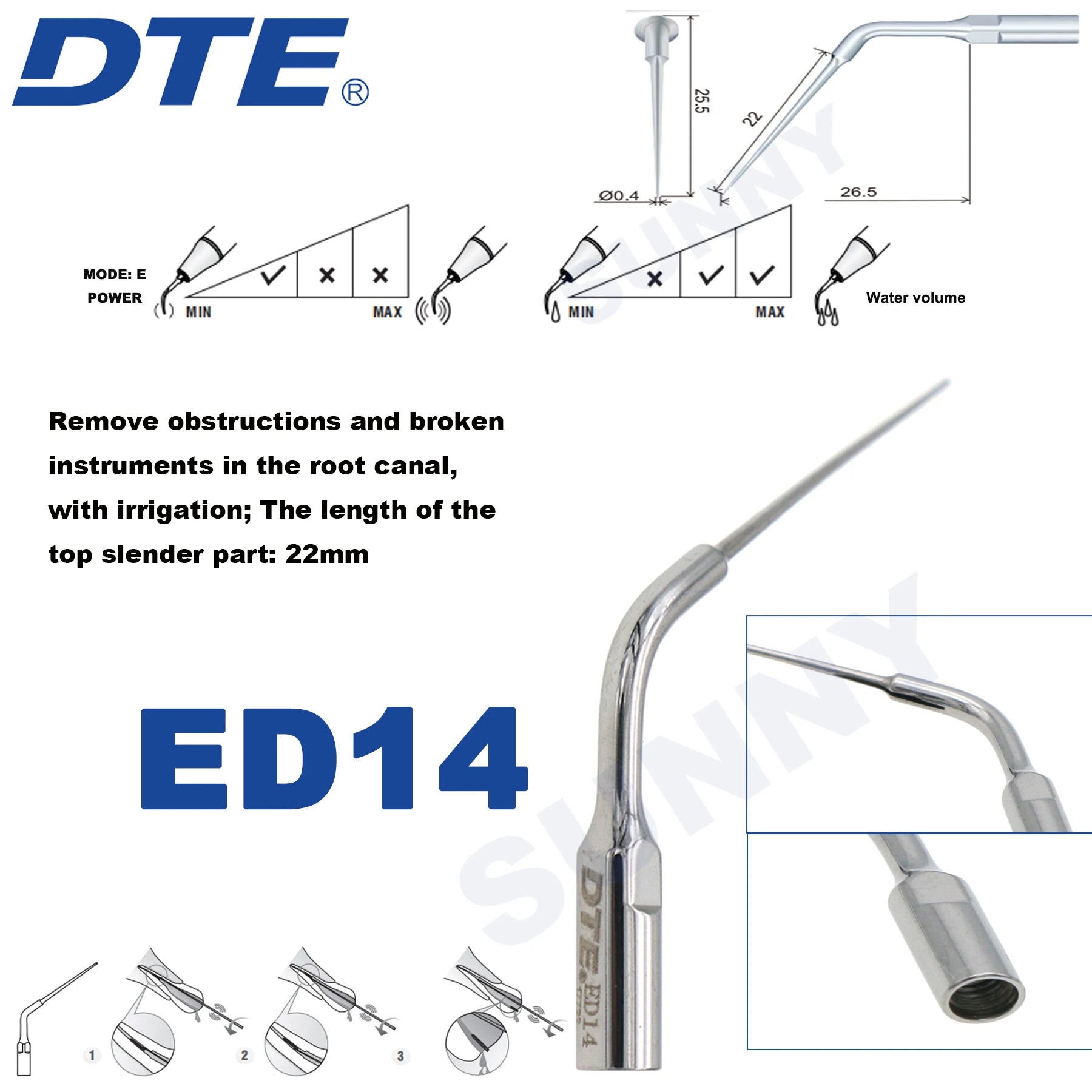 Dentistry Supplies & Equipment Ultrasonic Tooth Cleaning -  (Woodpecker DTE Set ED14 Piece Offers with sizes and details shown on the picture)