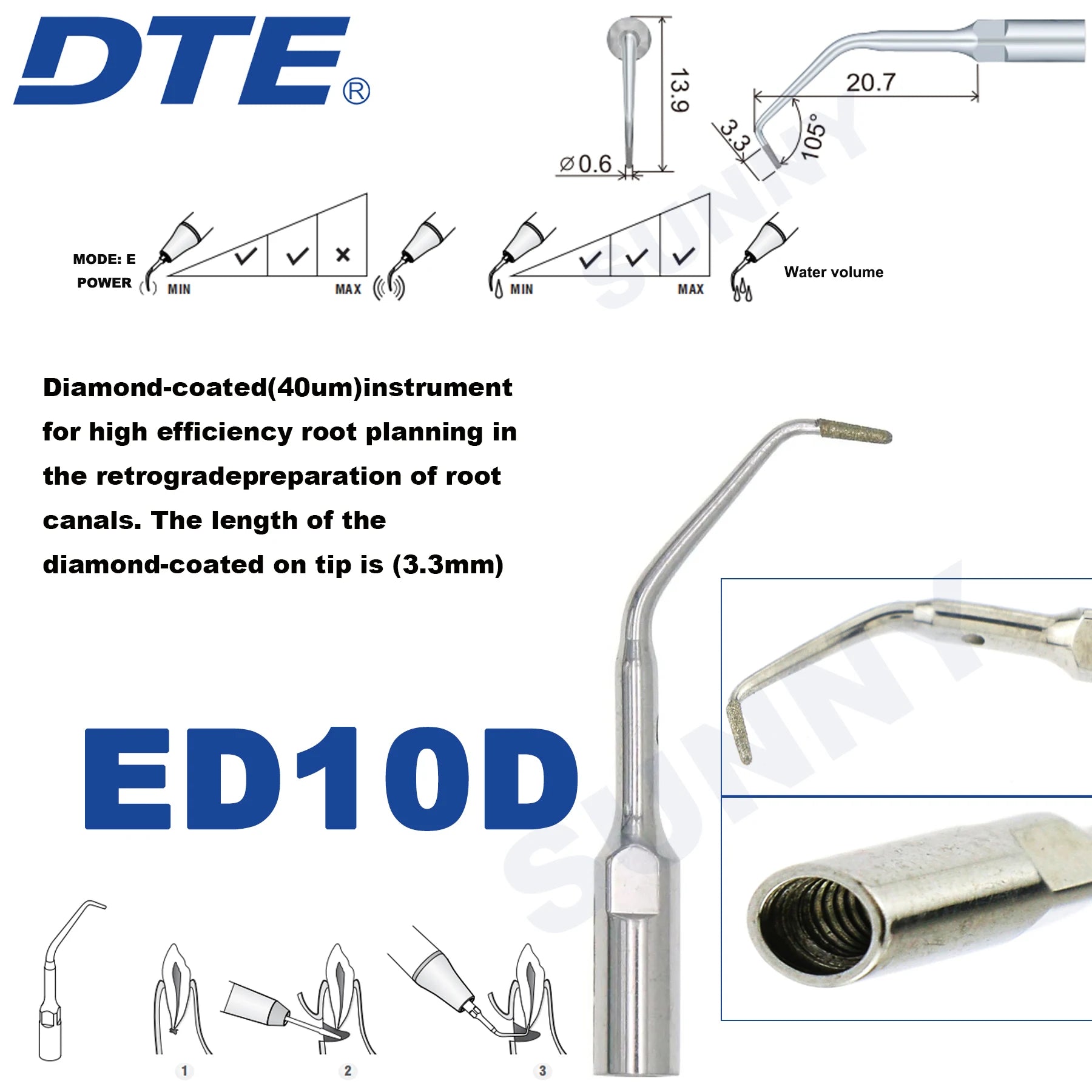 Dentistry Supplies & Equipment Ultrasonic Tooth Cleaning -  (Woodpecker DTE Set ED10D Piece Offers with sizes and details shown on the picture)
