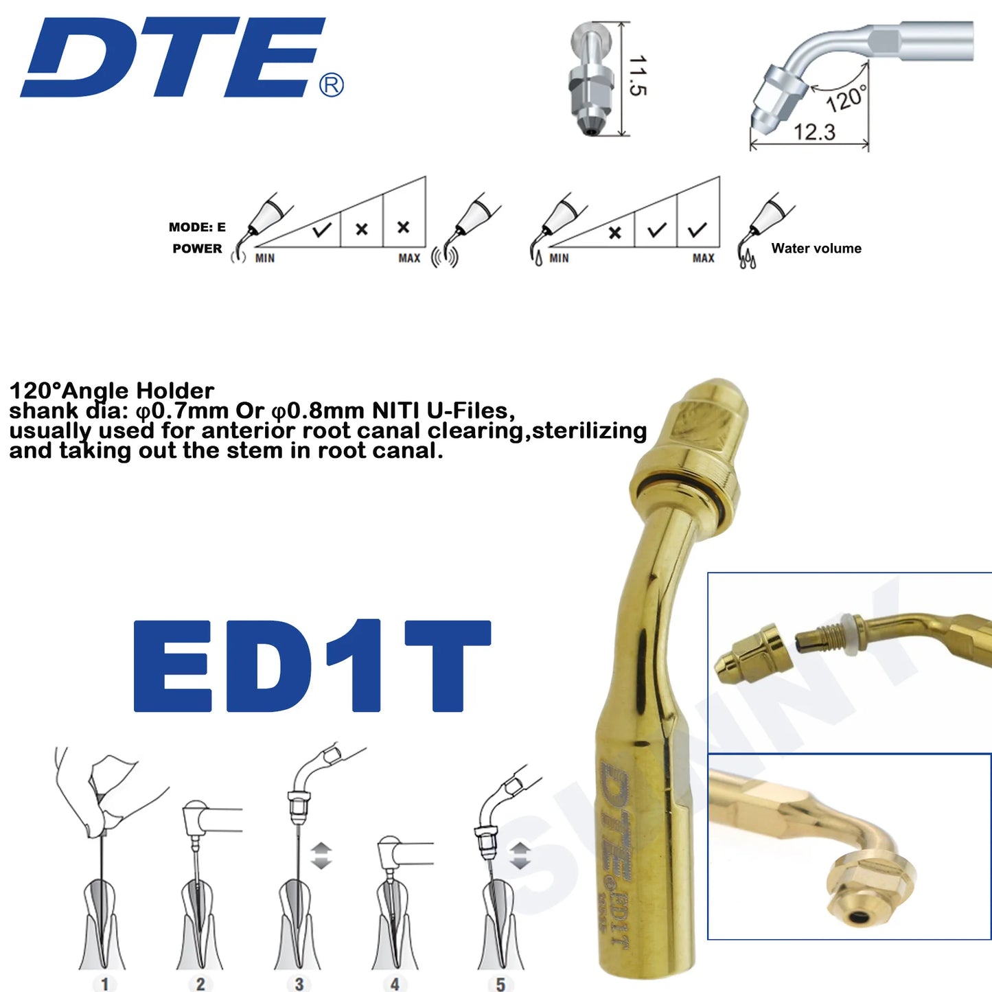 Dentistry Supplies & Equipment Ultrasonic Tooth Cleaning -  (Woodpecker DTE Set ED1T Piece Offers with sizes and details shown on the picture)
