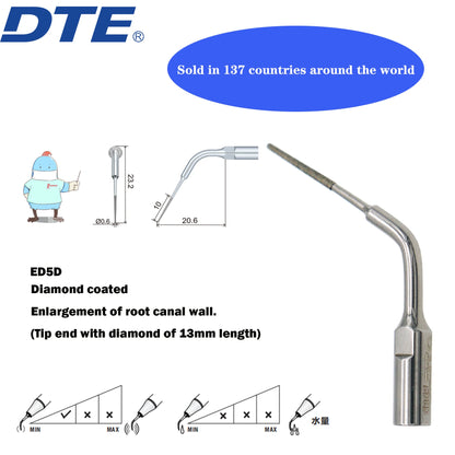 Dentistry Supplies & Equipment Woodpecker DTE Ultrasonic Scaler -  Set Tips ED5D series piece offers sizes and details