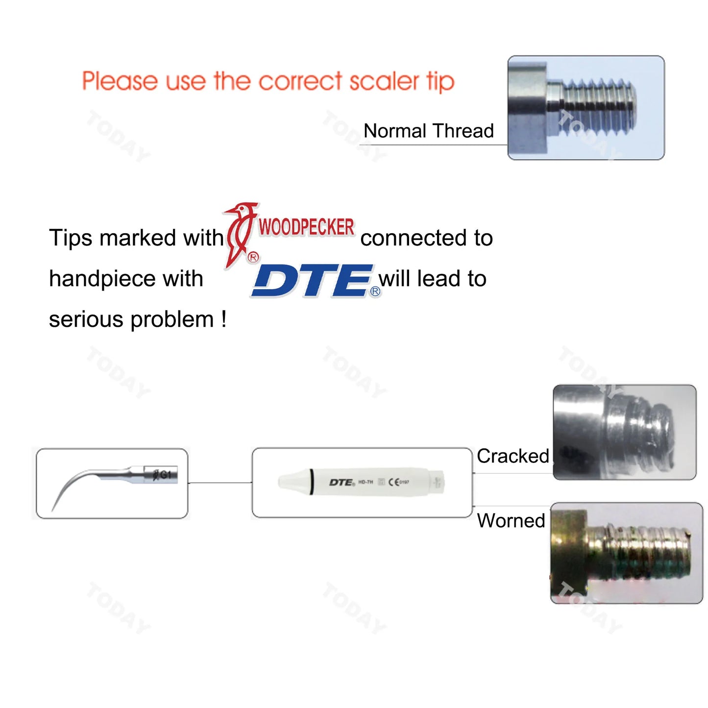 Dentistry Supplies & Equipment Woodpecker DTE Ultrasonic Scaler -  Use the DTE Tips with DTE to avoid serious problem