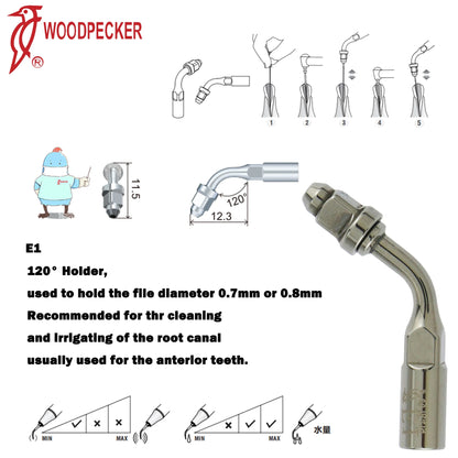 Dentistry Supplies & Equipment Woodpecker DTE Ultrasonic Scaler -  Set Tips E1 series piece offers with sizes and details