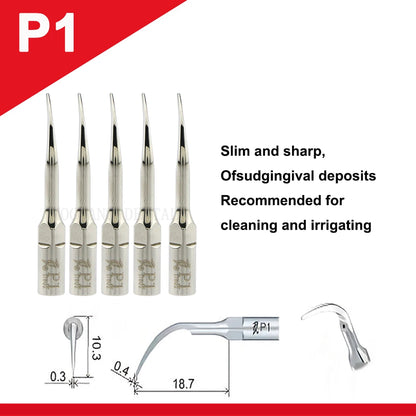 Dentistry Supplies & Equipment Woodpecker Ultrasonic Tips Periodontics (P1 set 5 pieces offers with sizes and details)