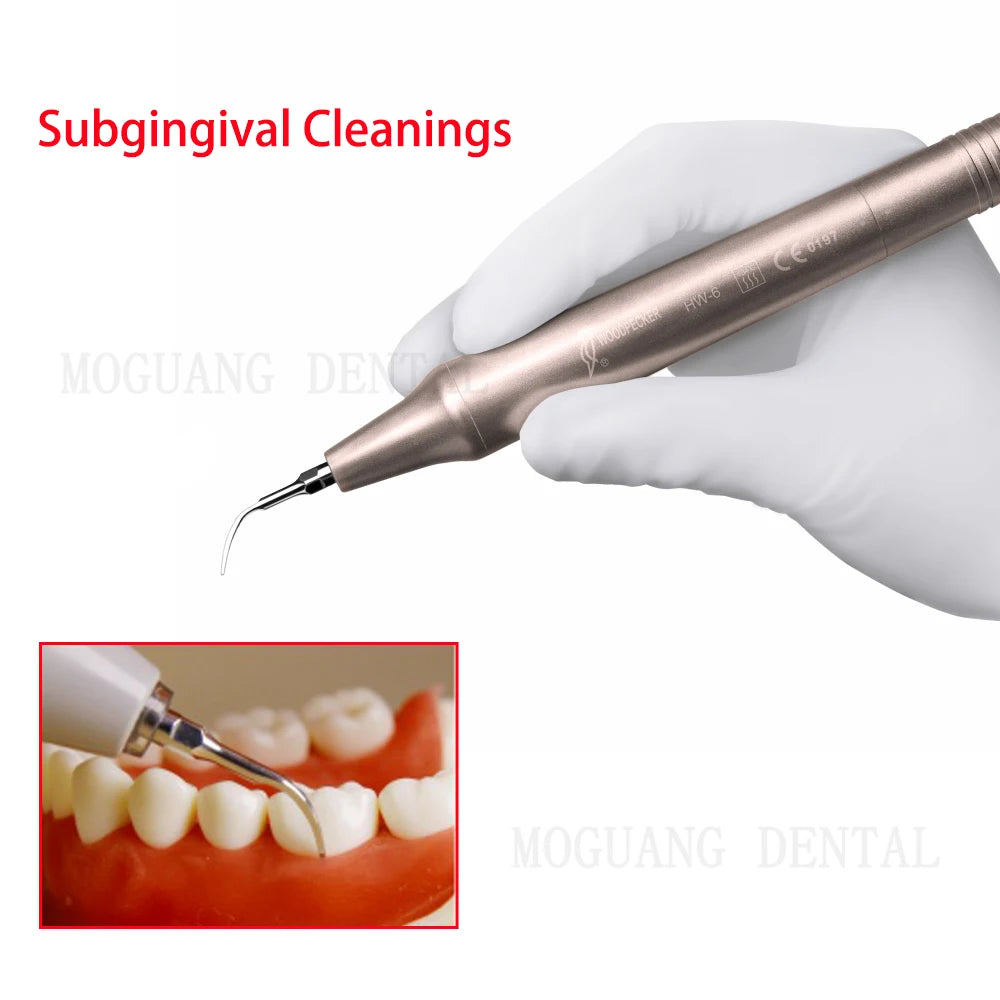 Dentistry Supplies & Equipment Woodpecker Ultrasonic Tips Periodontics (Subgingival Cleanings on a patient mouth)