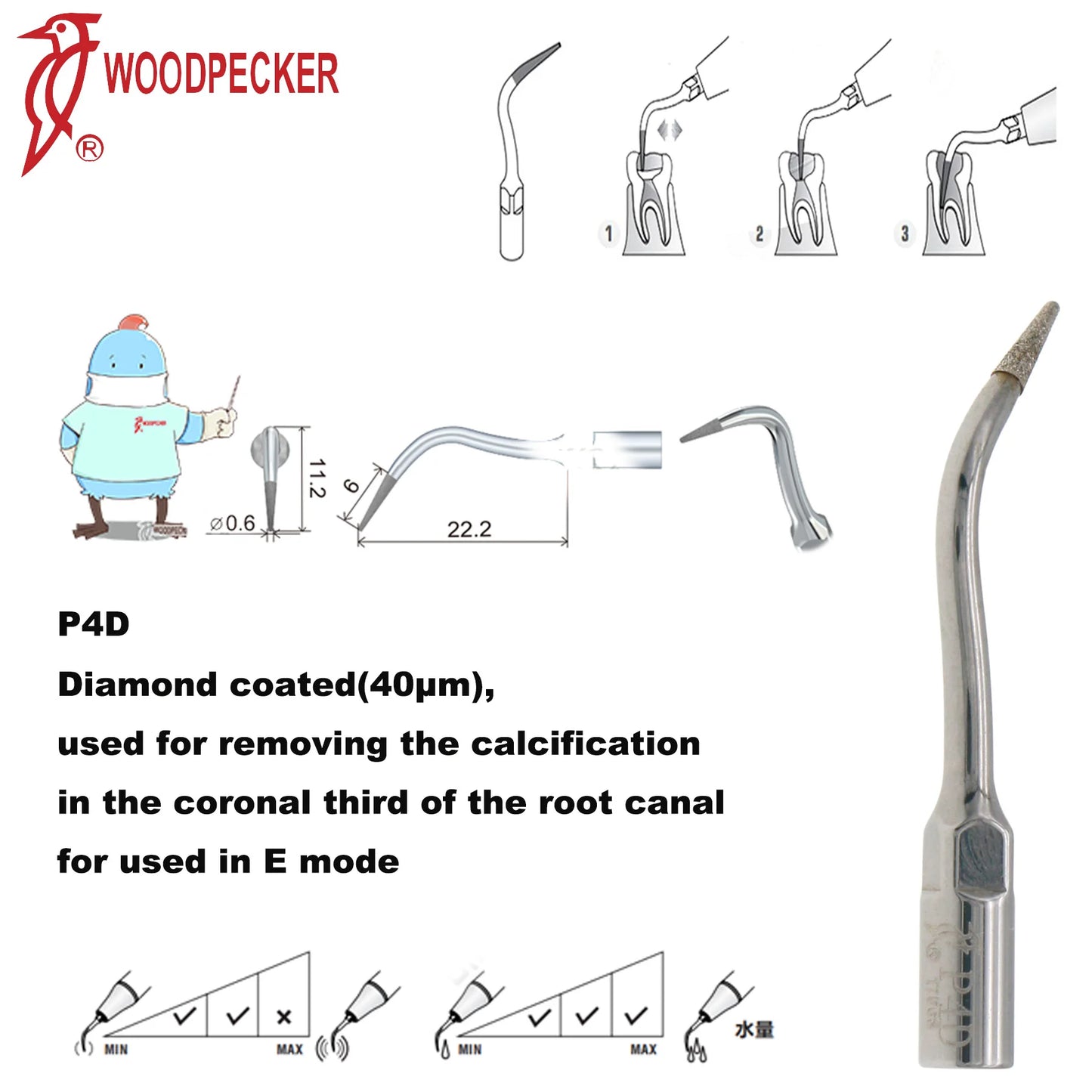 Dentistry Supplies & Equipment Woodpecker Ultrasonic Handpiece HW-5L Picture show Detail and sizes of P4D Series