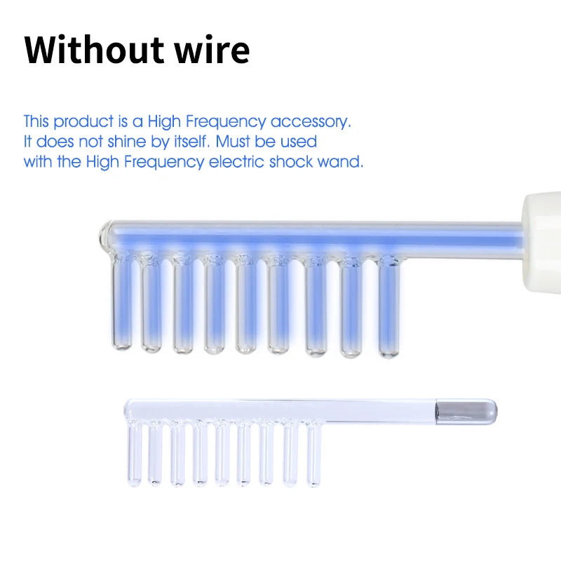 Jem Wellness Collection Facial Care Tool, Neon Argon Electrode Nozzle details of the Blue Comb Tube Picture