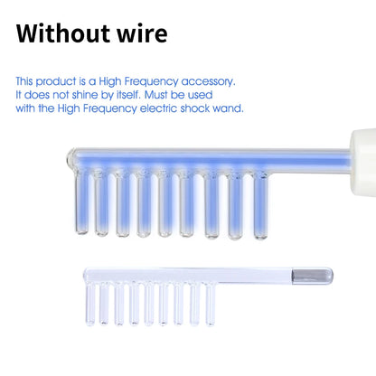 Jem Wellness Collection Facial Care Tool, Neon Argon Electrode Nozzle details of the Blue Comb Tube Picture