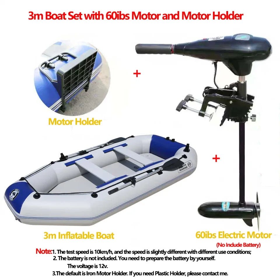 Fishing Supplies & Equipment, Fishing Inflatable Boat + Electric Motor (5 max)