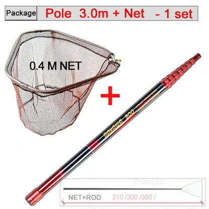 Fishing Supplies Equiipment Retractable Fishing Net, Carbon fibre 3 m Set