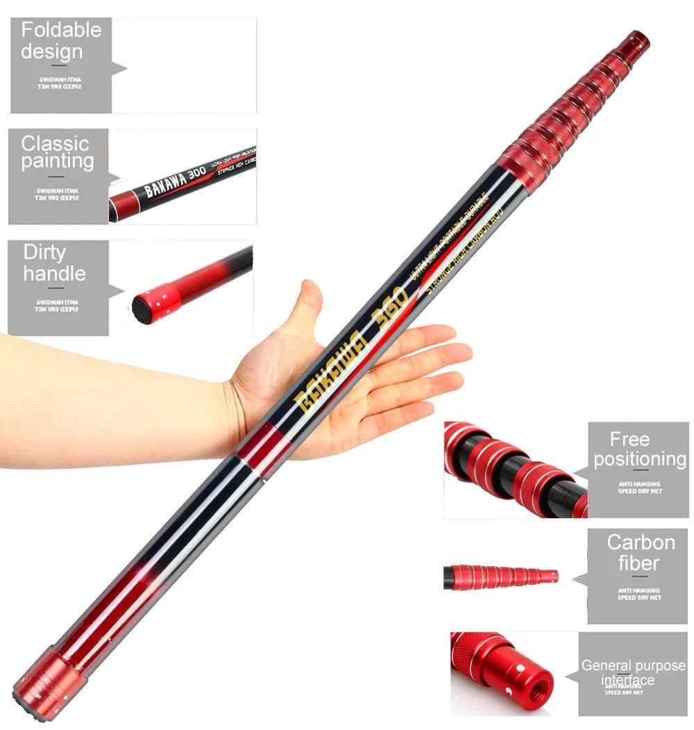 Fishing Supplies Equiipment Retractable Fishing Net, Carbon fibre 4 m Pole only Details