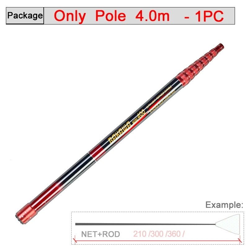 Fishing Supplies Equiipment Retractable Fishing Net, Carbon fibre 4 m Pole only