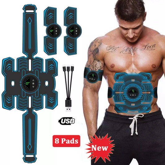 Fitness EMS Abdominal Muscle Stimulator 8 Pads include offers use gy a strong man to boost his abdominal muscle
