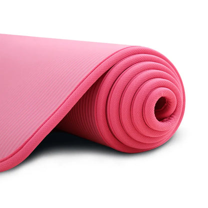 Fitness Non-Slip Yoga Mats (183 cm x 61 cm X 10 mm Thick) workout gym Pink colour mat Shown with pink sides colour