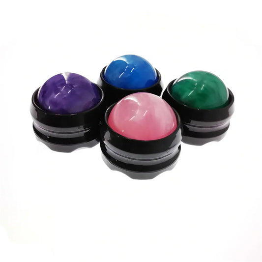 Fitness Rolling Massage Fitness Body Therapy Ball 4 colour offers display Blue, Purple, Pink, Green Side view
