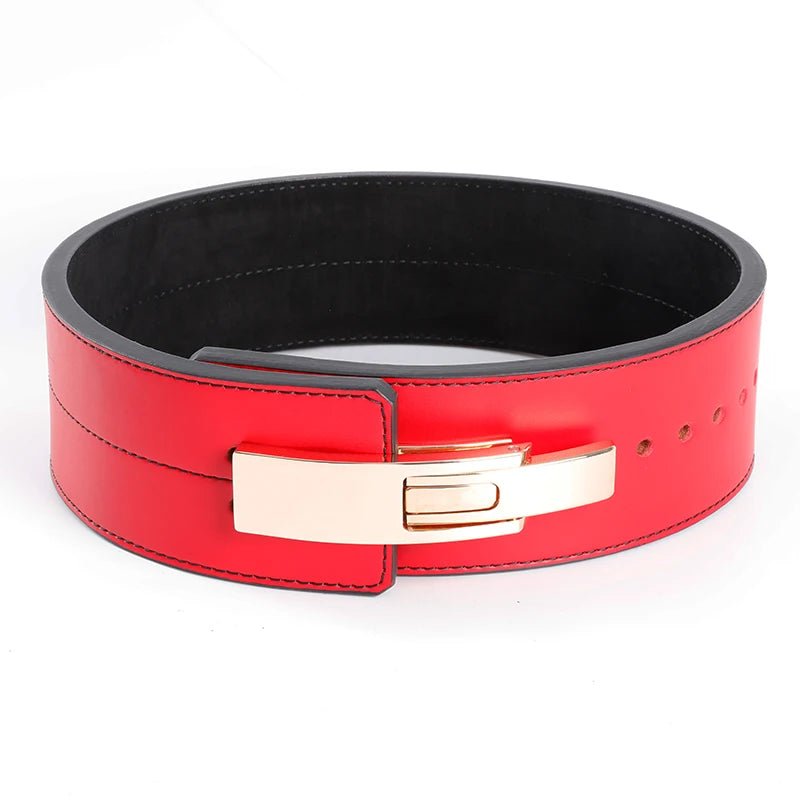 Fitness Weightlifting Leather Waist Belt Red Colour shown