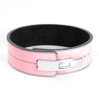 Fitness Weightlifting Leather Waist Belt Pink Colour shown