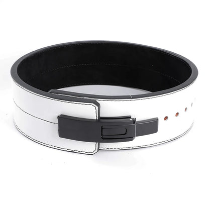Fitness Weightlifting Leather Waist Belt White Colour Shown