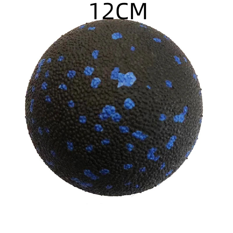 Fun Fitness Roller: Yoga & Massage Ball for Back, Foot, and Spine Exercises Mixed Black and Blue Colour 12 cm diameter.