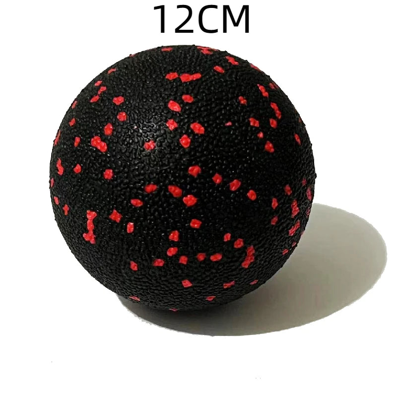 Fun Fitness Roller: Yoga & Massage Ball for Back, Foot, and Spine Exercises Mixed Black and Red Colour 12 cm diameter.