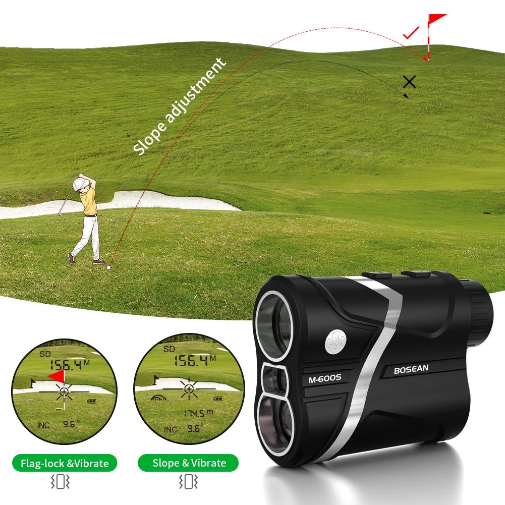Golf Supplies & Equipment Golf Laser Rangefinder Distance Rechargeable Picture show the Slope Adjustment when a golfer got a flag up slope 