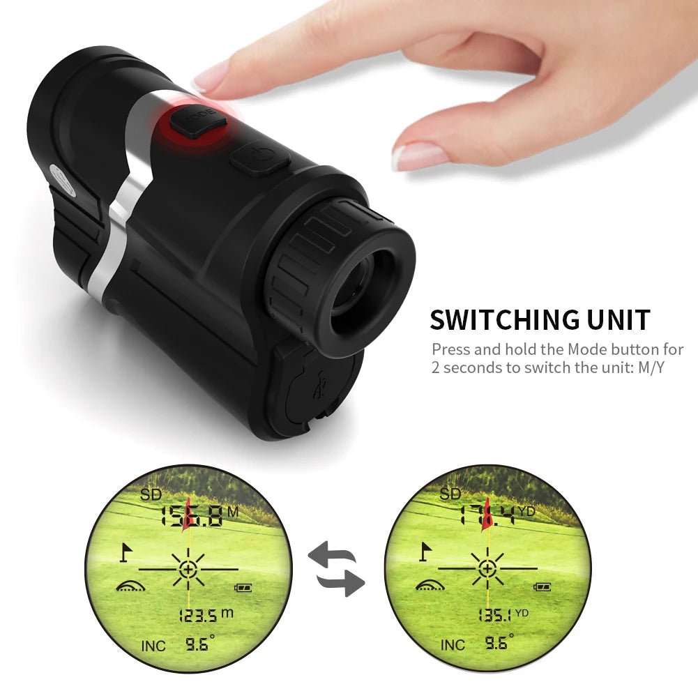 Golf Supplies & Equipment Golf Laser Rangefinder Distance Rechargeable Picture show the Switching unit to see the distance