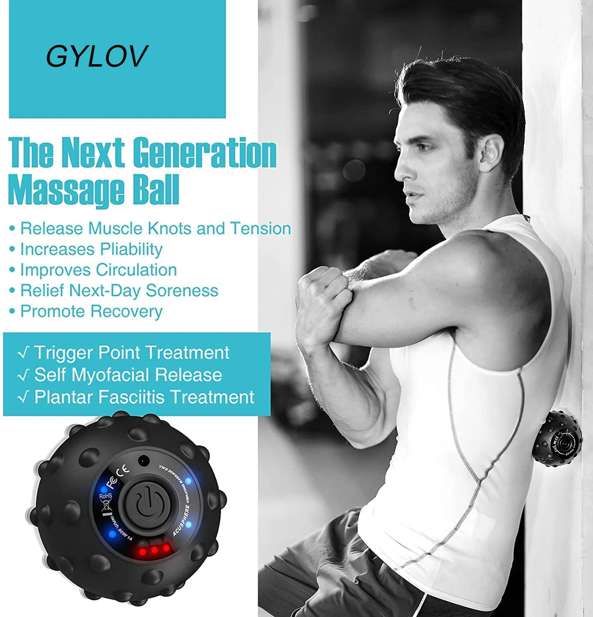 Gym Fitness accessories 4 Speed High Intensity Vibrating Massage Ball