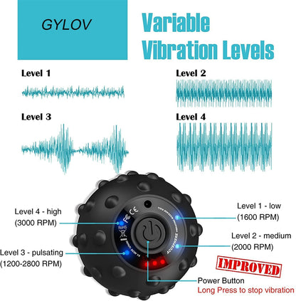 Gym Fitness accessories 4 Speed High Intensity Vibrating Massage Ball