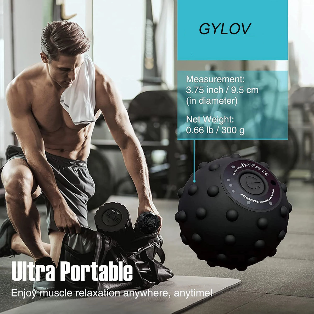 Gym Fitness accessories 4 Speed High Intensity Vibrating Massage Ball