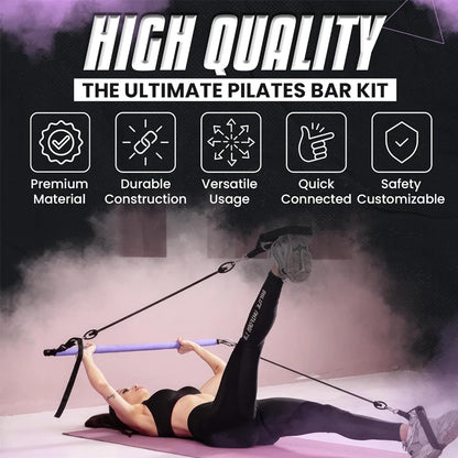 Gym Fitness Accessories Fitness Pilates Bar Kit with Resistance Bands Pink Colour