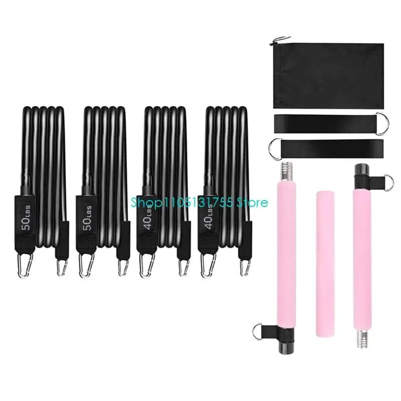Gym Fitness Accessories Fitness Pilates Bar Kit with Resistance Bands Pink Colour