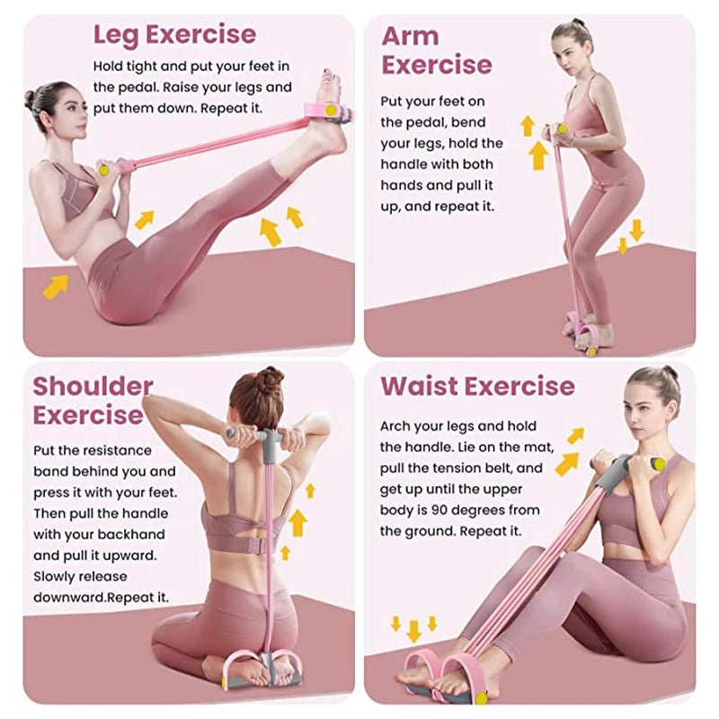 Gym Fitness acessories Resistance Bands 4-Tube Yoga Pedal Puller