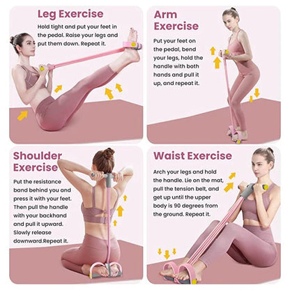 Gym Fitness acessories Resistance Bands 4-Tube Yoga Pedal Puller