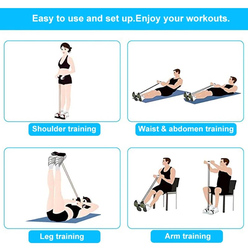 Gym Fitness acessories Resistance Bands 4-Tube Yoga Pedal Puller Easy workouts