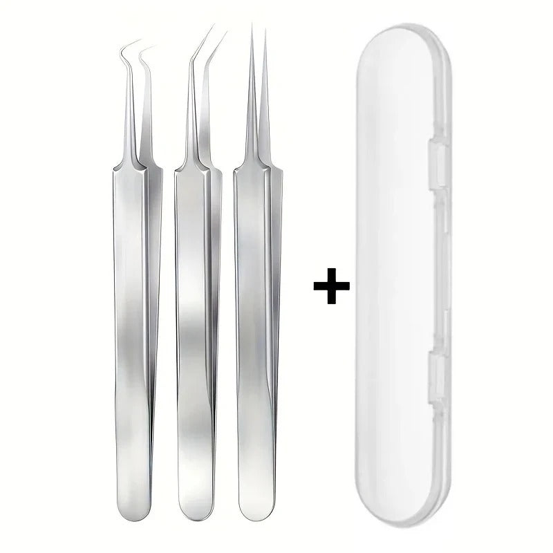 Health care products Acne Blackhead Remover Needle Stainless-Steel anti-allergic tweezers material  3 pieces set