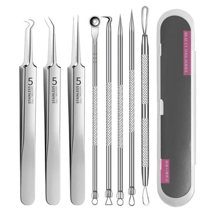 Health care products Acne Blackhead Remover Needle Stainless-Steel anti-allergic tweezers material 8 pieces set offer