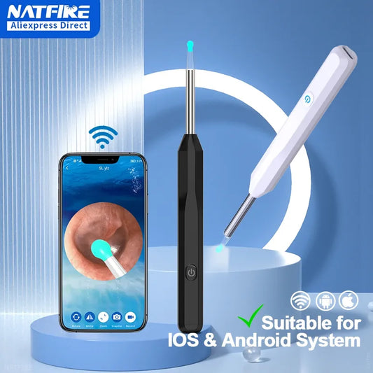 Health care products Otoscope Ear Cleaner Luminous Suitable for IOS & Android System picture Black and white Colour shown