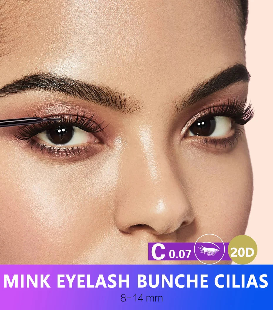 Jem Wellness Collection Eyelash Extension Make up Super Cluster Picture show a woman eyes with mink eyelash bunche Cillias 20 D Offers