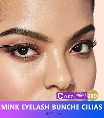 Jem Wellness Collection Eyelash Extension Make up Super Cluster Picture show a woman eyes with mink eyelash bunche Cillias 20 D Offers