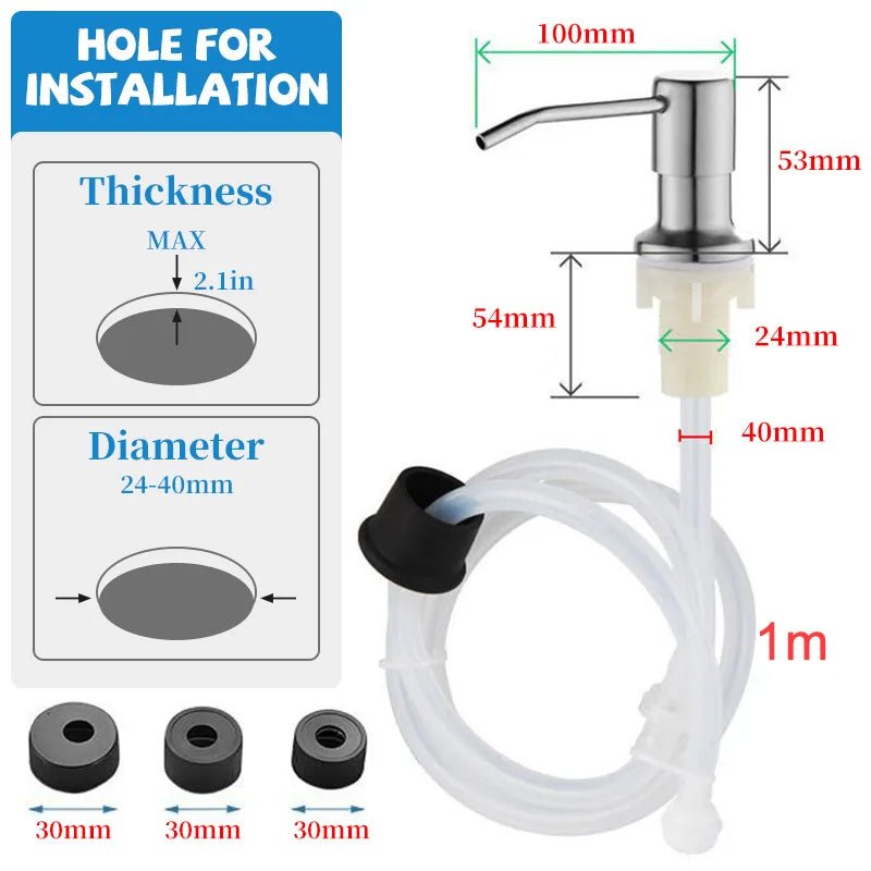 Jem Wellness Collection Kitchen Sink Liquid Soap Dispenser Pump Stainless Steel 500 ML