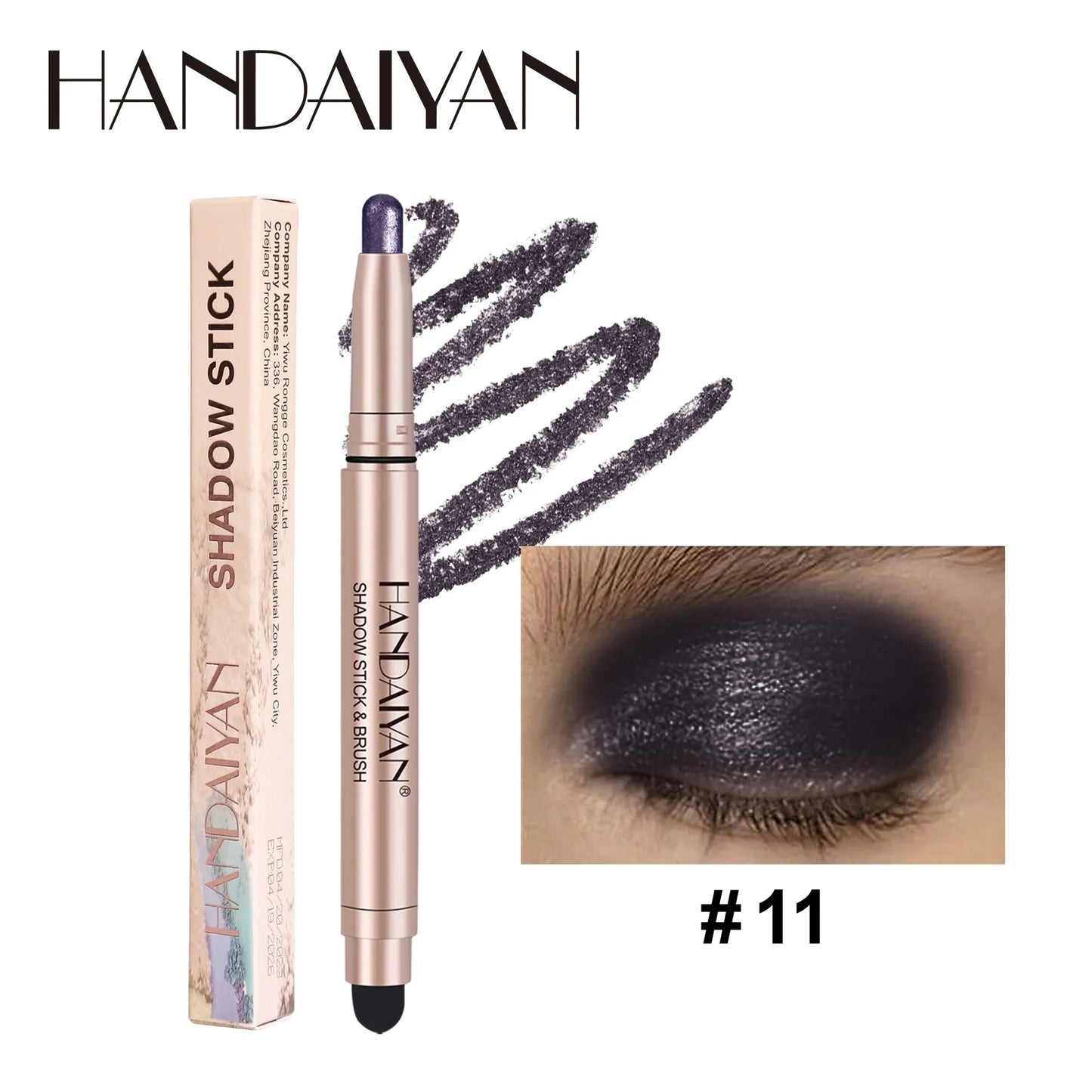 Jem Wellness Collection Makeup Waterproof High Gloss Colourful Eyeshadow Stick Pencil Colour set number 11 dark black Colour
