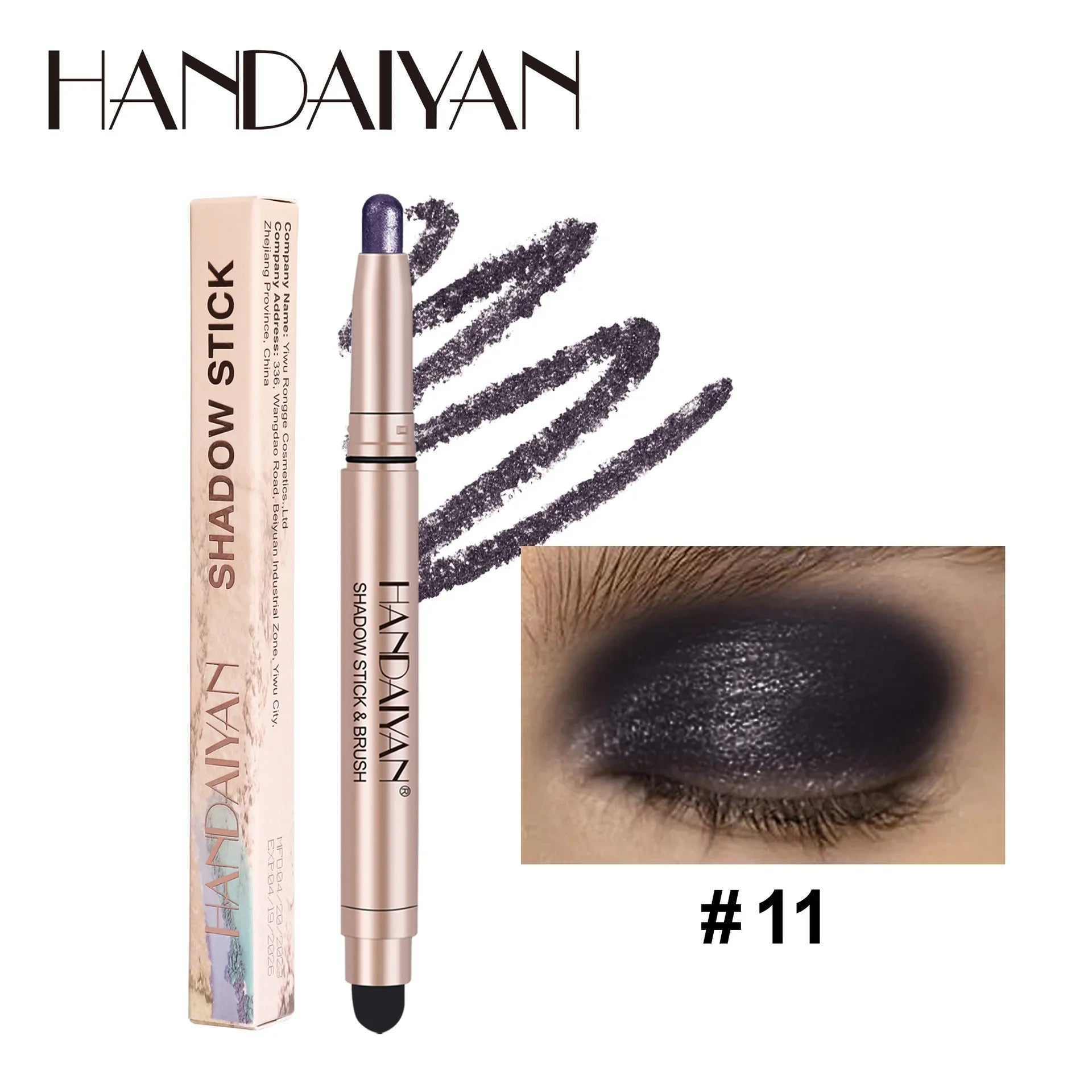 Jem Wellness Collection Makeup Waterproof High Gloss Colourful Eyeshadow Stick Pencil Colour set number 11 dark black Colour
