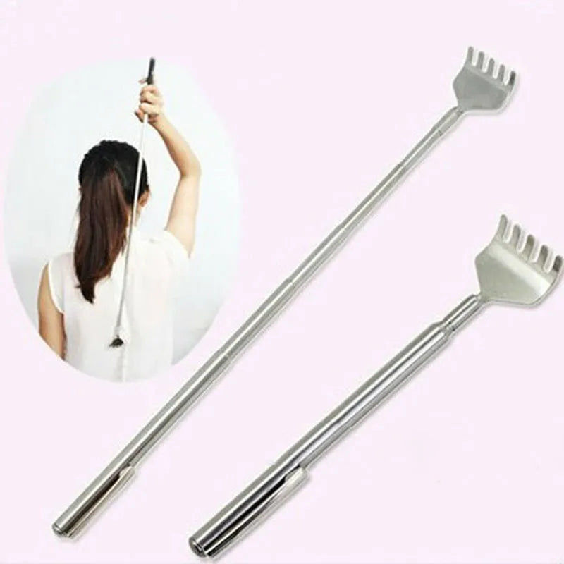 Jem Wellness Collection Miracle Telescopic Stainless Steel Back Scratcher Massager Picture of a woman using the product to remove back pain