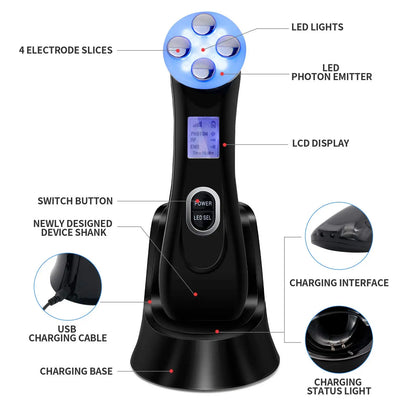 Jem Wellness Collection Skin Care Light Machine for Family – Safe & Gentle Facial Device Picture of the product with base and Details shown