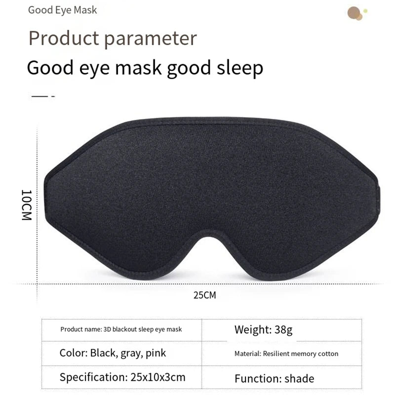 Jem Wellness Collection Soft 3D Sleep Mask for Light Blocking and Comfortable Rest Black Colour Mask shown Product parameter Picture